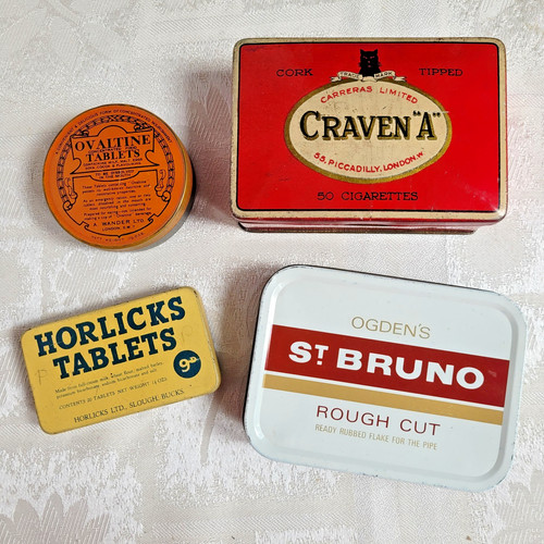 Four vintage tins craven - four,