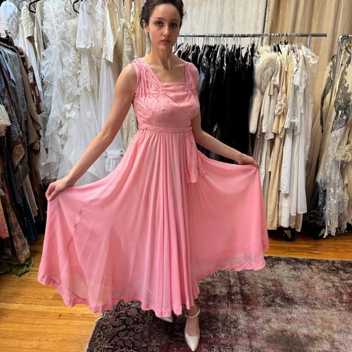 1940s silk chiffon - , pink