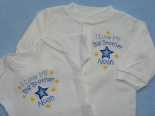 Personalised Love My Big Sister Brother Mummy Daddy etc sleepsuit and vest set  