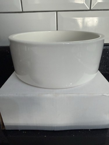 Heavy white ceramic dog bowl - ceramic,