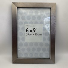 Brushed Silver Wood Photo Frame 6x9 Inch 15x23cm Modern Tabletop or Wall Mount