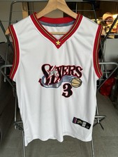 Vintage Mens Philadelphia 76ers Allen Iverson 3 White Jersey Size Medium - READ