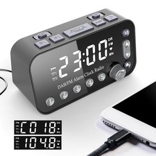 DAB + FM Digital Alarm Clock Radio USB Ports Sleep Timer