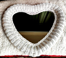 Large Wicker Mirror White
