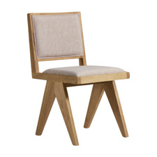 Adagio Dining Chair Armless Natural Upholstered Linen Seat, Solid Oak Frame