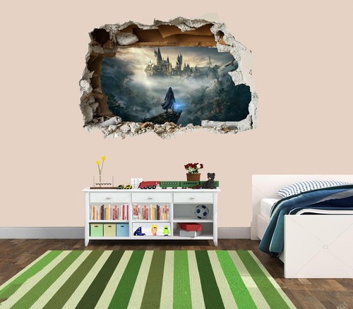 Smashed wall mural hogwarts - 3d,