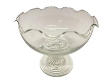 Eamon Glass Dublin Clear Hand Blown Dessert Sundae Dish Bowl Twisted Stem