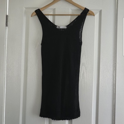 Womens black top zara crochet - black,