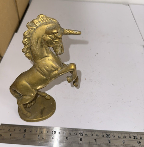 Brass rearing unicorn figurine - rearing,