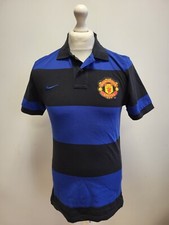 B971 MENS NIKE BLUE BLACK SHORT SLEEVE MAN UTD POLO SHIRT UK S EU 46