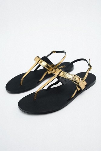 Zara gold leather sandals - leather,