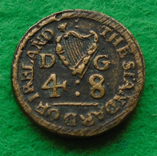 Ireland George II, brass coin weight for a gold pistole (2 escudo), 1769 (N-215)