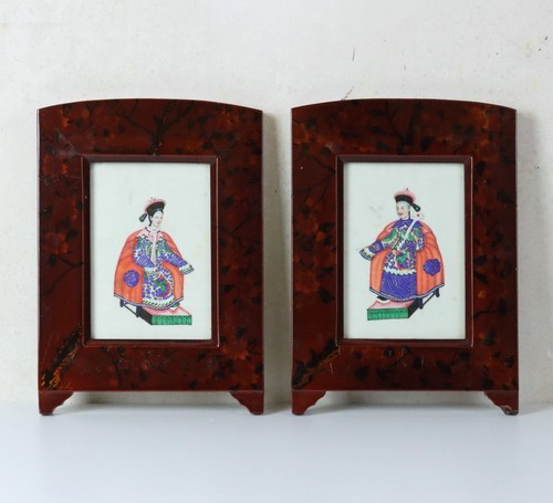 Pair antique chinese pith - pair,
