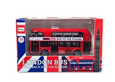 London Red Double Decker Bus Pull Back&Go Kids Toy Die Cast Metal *New in Box*
