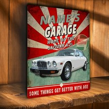 Personalised Jaguar XJ6 Garage Workshop Shed Vintage Metal Wall Sign Gift CS35