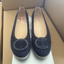 Ladies Gabor Navy Nubuck Flat