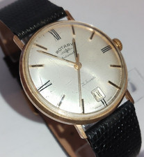 1970 9ct Solid Gold Gents ROTARY 21Jewel Automatic Date wristwatch 4repairs 33mm
