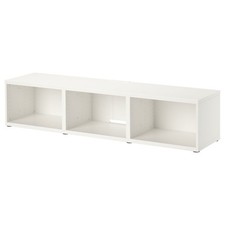 White TV stand and bench with shelving (IKEA: BESTÅ)