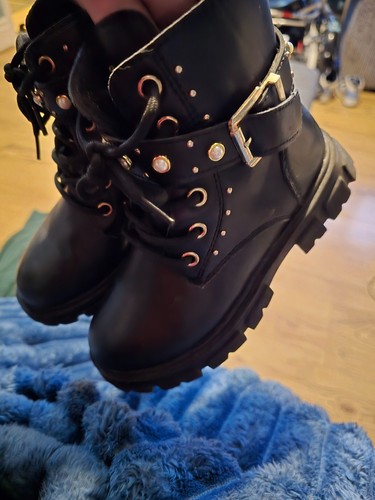Girls black ankle boots - black,