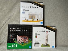Nano Blocks set of three, Torre Di Pisa, Colosseum and The Parthenon