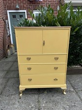 Antique Wooden Tall Boy Cupboard and 3 Drawers with The Original Hardware VGC