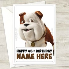 CHURCHILL DOG Personalised Birthday Card • personalized bulldog british bank
