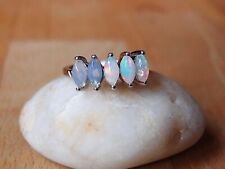 Natural Ethiopian Welo Opal Five Stone Ring 925 Sterling Silver Size K