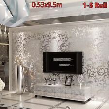 Luxury Silver Grey 3D Victorian Damask Embossed Wallpaper 5㎡/Roll Home WallPaper