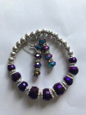 black faceted AB beaded bracelet and earrings