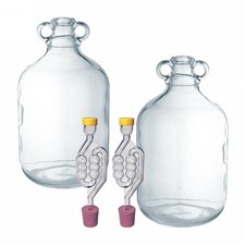 2 x Glass 1 Gallon Demijohns With Rubber Bungs & Airlocks - Winemaking Homebrew