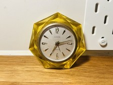 Rare Vintage 1960s EUROPA Diamond Shape Faceted Glass Mechanical Alarm Clock