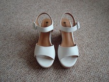 White Cork Wedge Heeled