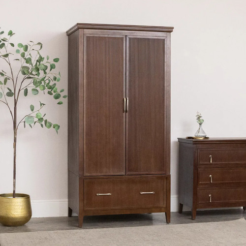 Dark brown wooden reeded - brown,
