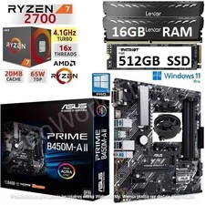AMD Ryzen 7 2700 + 16GB RAM + 512GB SSD + ASUS B450M-A II Motherboard Bundle