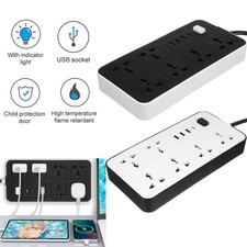 Extension Lead with USB Type-C 4 USB 6 Way Outlets Power Strips Surge Protector