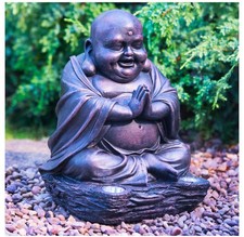 Happy Buddha with Solar Light