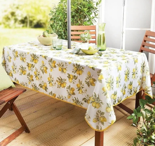 Lemon print tablecloth with - lemon,