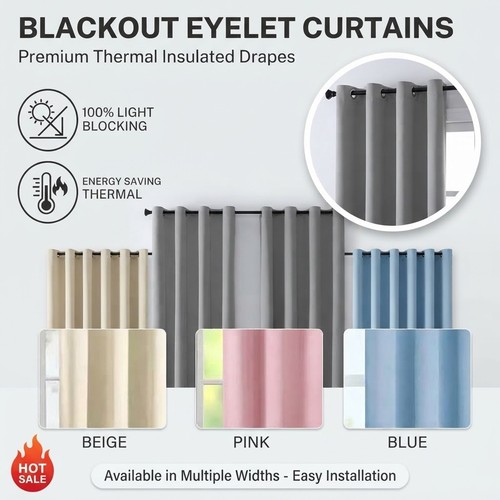 Blackout eyelet curtains black - eyelet,