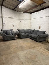 Grey Verona Corner Sofa & Cuddle Chair DELIVERY AVAILABLE!