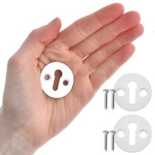 Key Hole Escutcheon x 2 Cover Plate Keyhole Lock Open Round 33mm Satin Aluminium