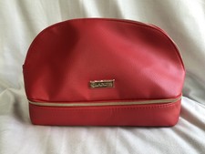 Clarins Red Make Up/Cosmetics Bag - 2 Gold Zip Close Compartments - New