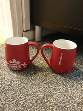 Starbucks Coffee Tea Cups Mugs Set of 2 Red White