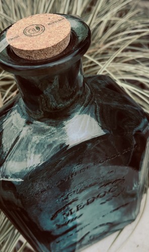 Large blue medoc glass bottle - large,