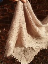 Russian Shawl Scarf Orenburg Natural Nude Wool Blend Hand Knitted 130 x130cm