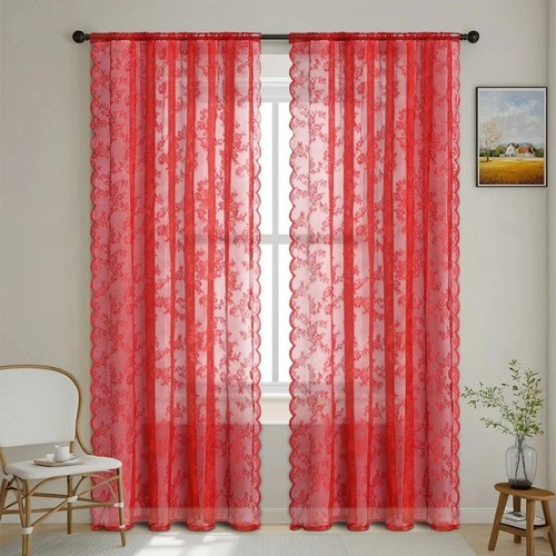 Lace sheer curtain - sheer, panel