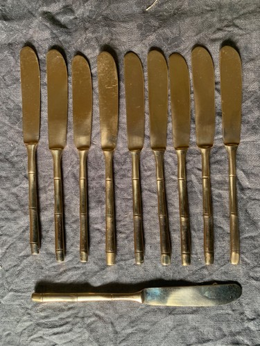 Vintage brass bamboo cutlery - vintage,