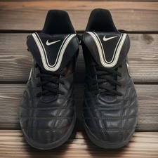 Nike Tiempo Men's Tainers Size 10 UK Black Leather Astro Turf Football Trainers