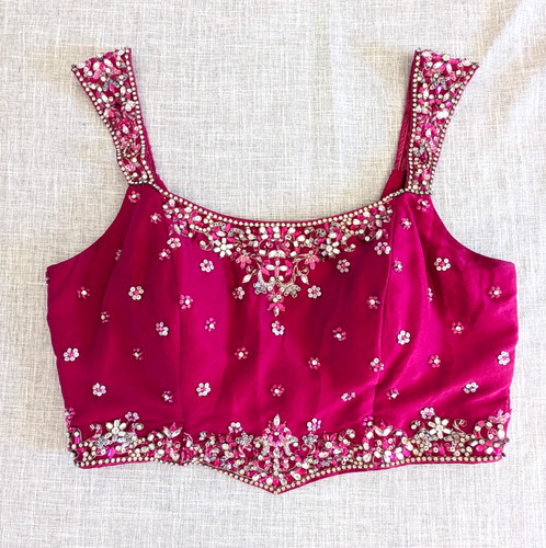 Silk hand beaded indian choli - silk,