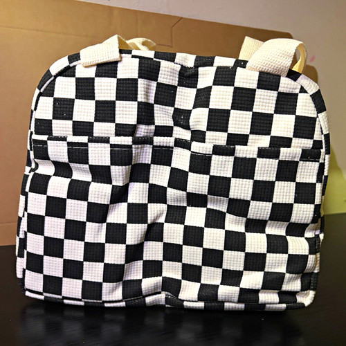 Black white checkered canvas - black,