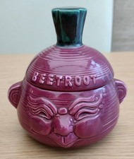 Vintage / retro novelty beetroot veg / face pot / jar / ornament